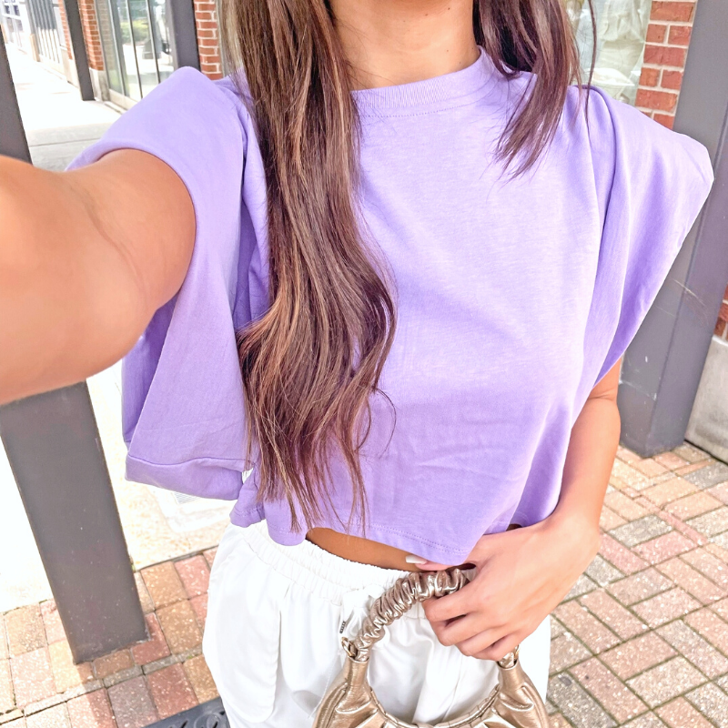 lavender game day top, purple game day top