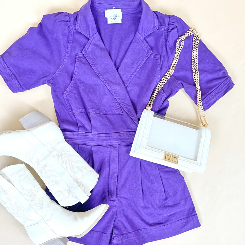 purple game day romper