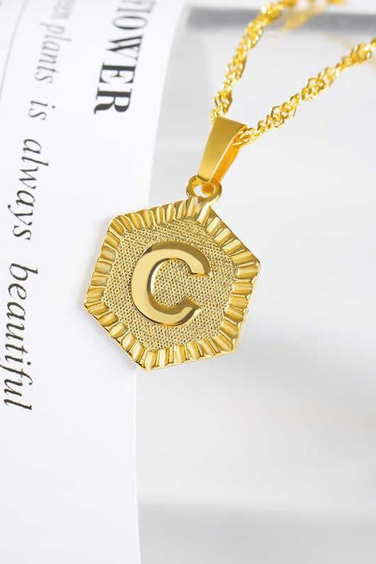 INITIAL HEXAGON CHARM PENDANT NECKLACE | BEAUTYSIS Blu Spero online shopping