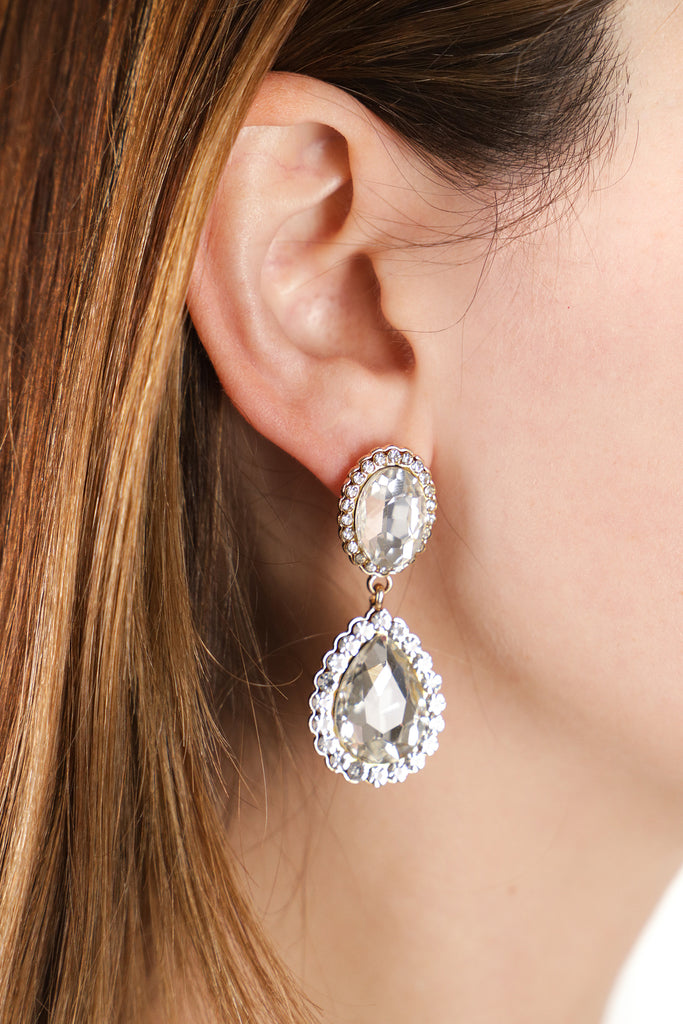 Gold Gemstone Dangle Earrings 